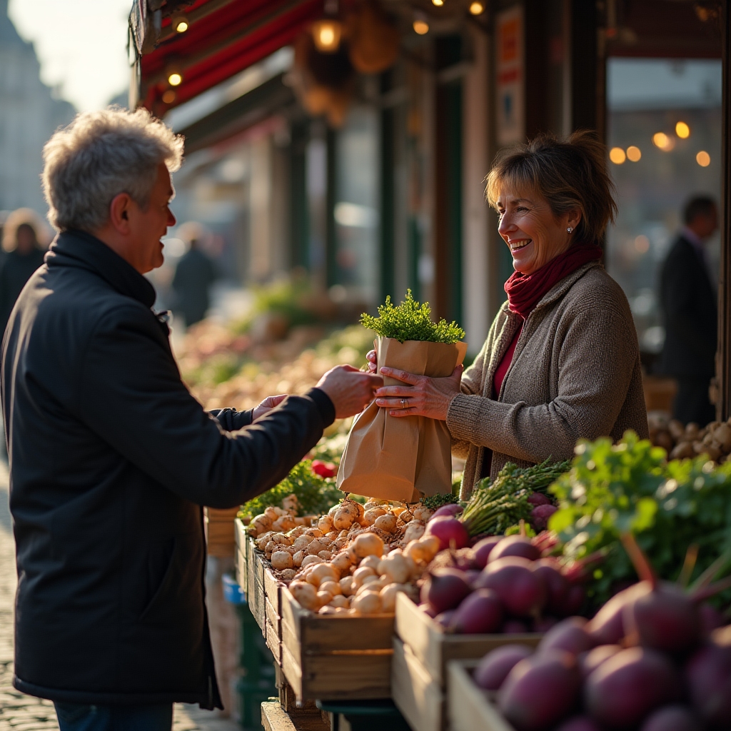 Ruhigerer Marktstand am Brunnenmarkt mit heimischem Wurzelgemüse